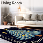 Blue Feathered Christmas Tree Stars Rug