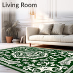Emerald Green Floral Mandala Medallion Rug