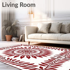 Crimson Sunburst Leaf Vine Rug