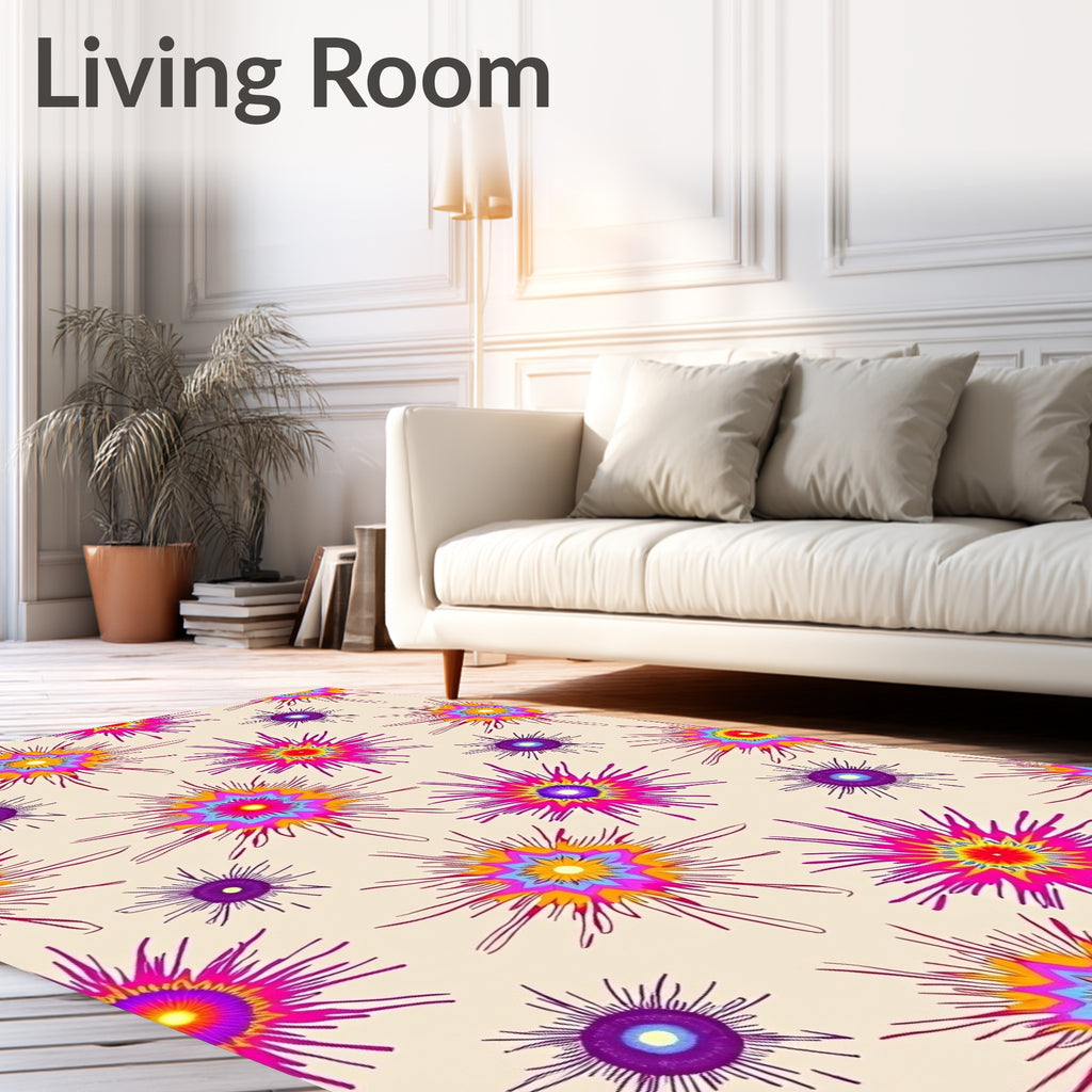Vibrant Pink Purple Yellow Starburst Rug