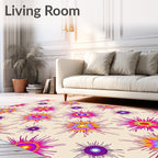 Vibrant Pink Purple Yellow Starburst Rug