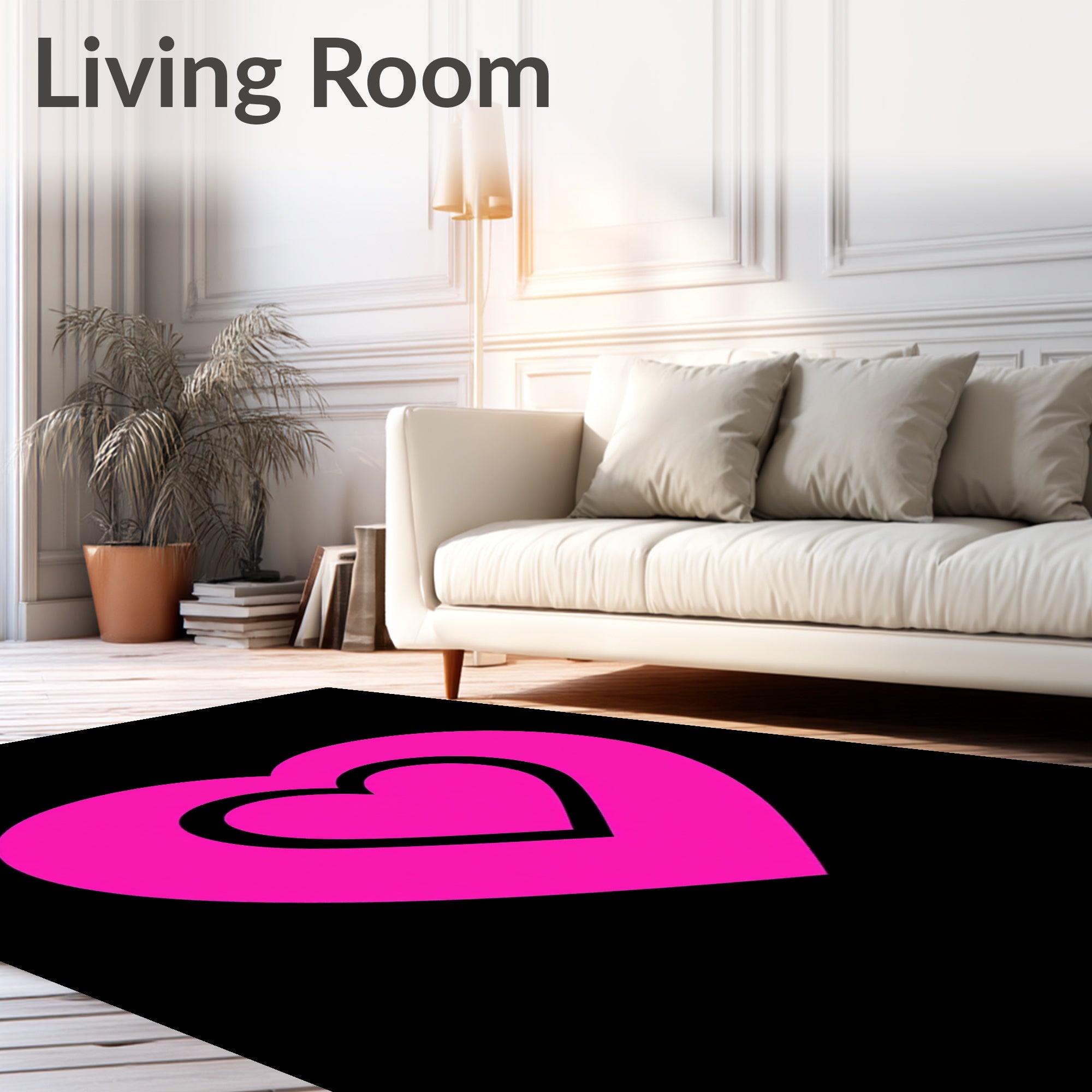 Pink Double Heart Contemporary Rug