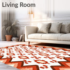 Red Geometric Diamond Chevron Rug