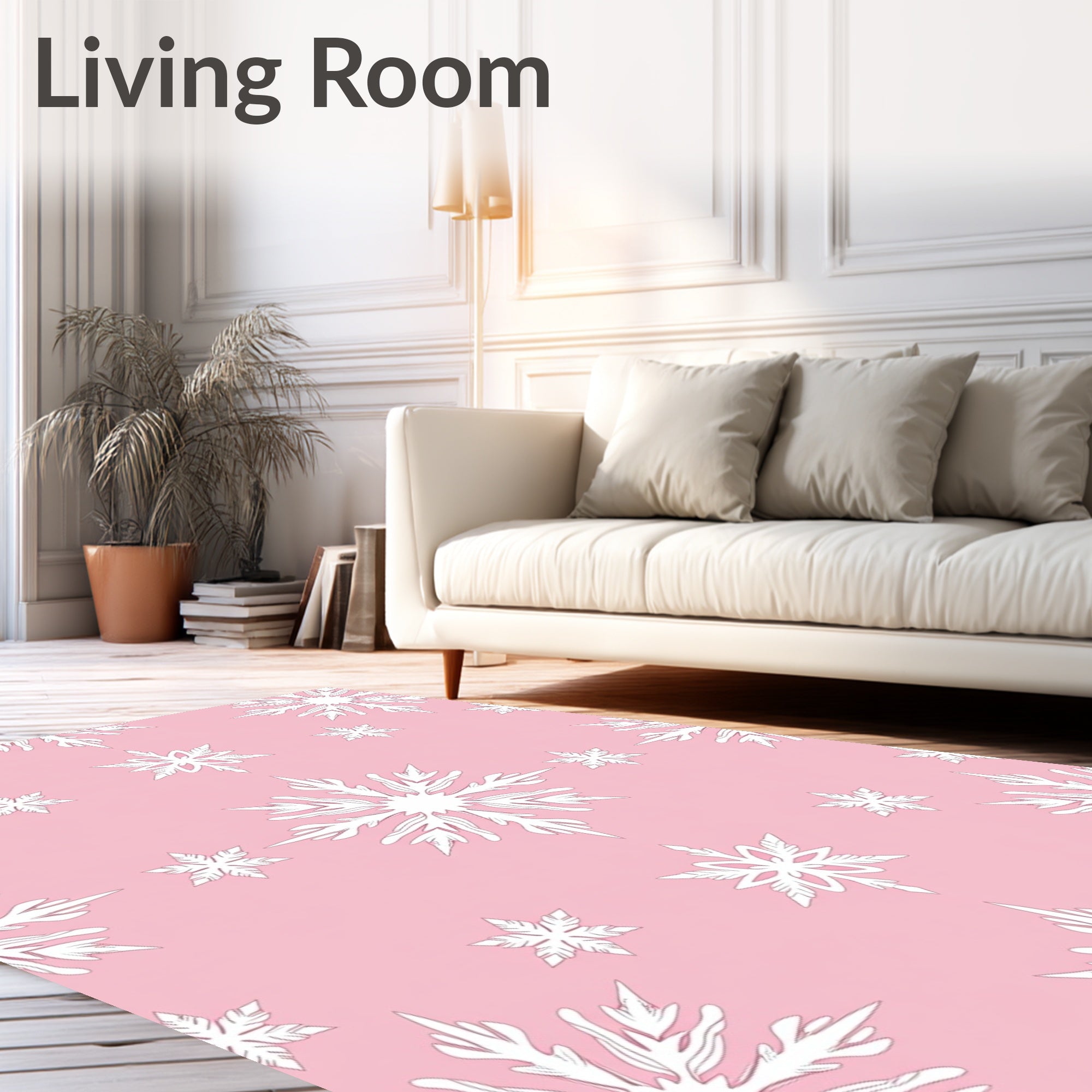 White Winter Snowflake Blush Background Rug