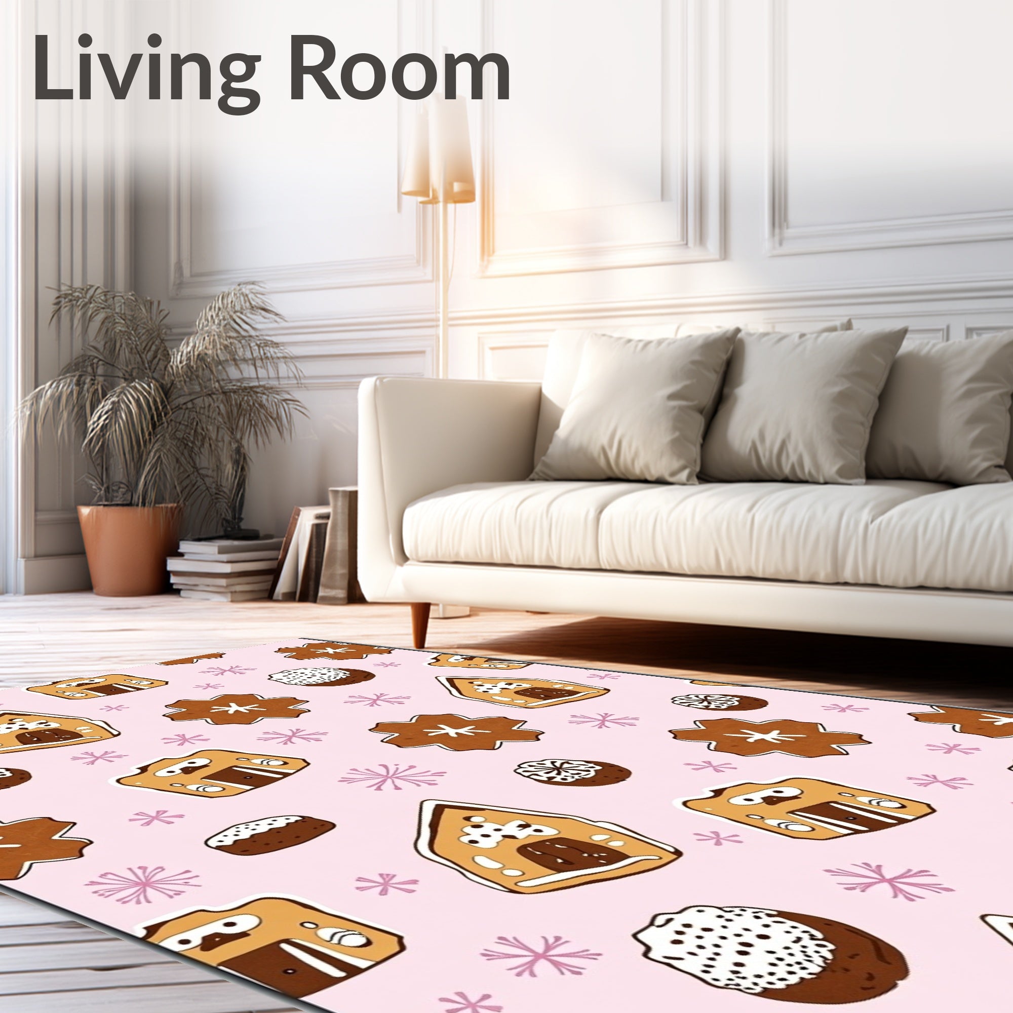 Sweet Gingerbread House Snowflakes Rug