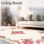 Pink Blossom Border Fern Flourish Rug