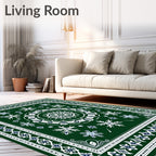 Emerald Snowflakes Mandala Frame Rug