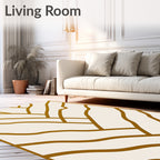 Golden Ochre Wavy Lines Rug