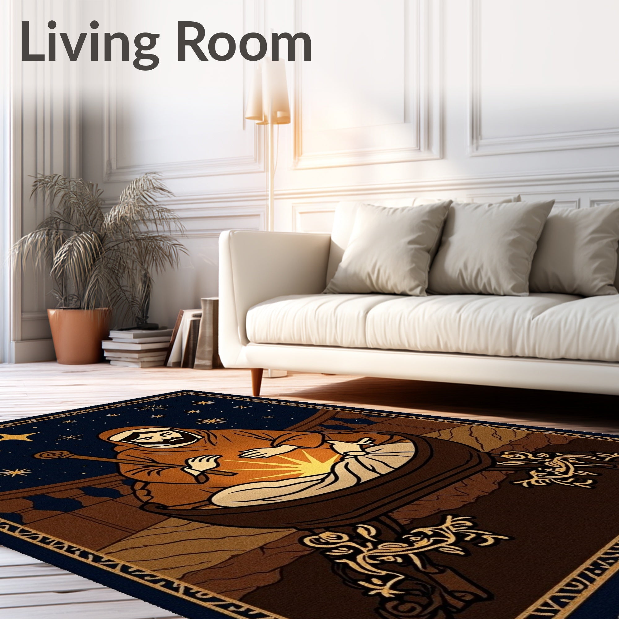 Midnight Nativity Scene with Starburst Rug