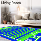 Bold Blue Lime Grid Court Rug