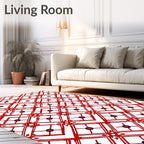 Crimson Lattice Floral Diamond Rug