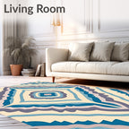 Vibrant Blue Diamond Layered Rug