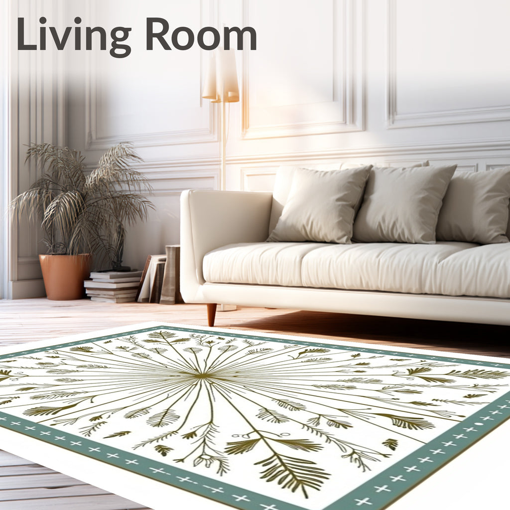Golden Olive Botanical Burst Rug