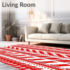 Bold Red Geometric Stripe Medley Rug