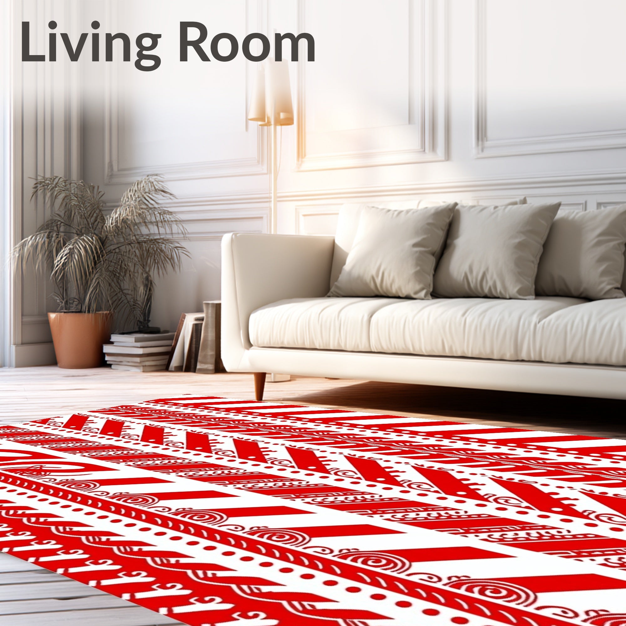 Bold Red Geometric Stripe Medley Rug