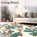 Green Foliage Coral Branches and Pods Rug