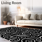 Classic Black White Swirls Rug
