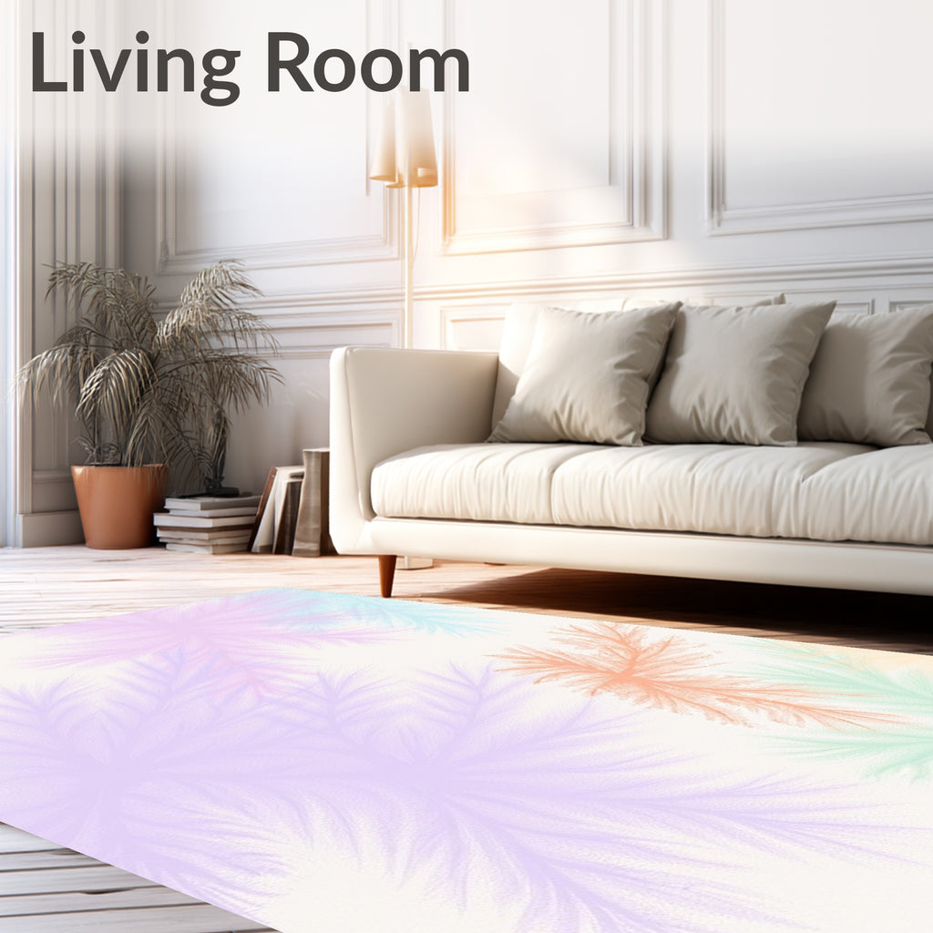Pastel Fern Frond Cluster Art Rug