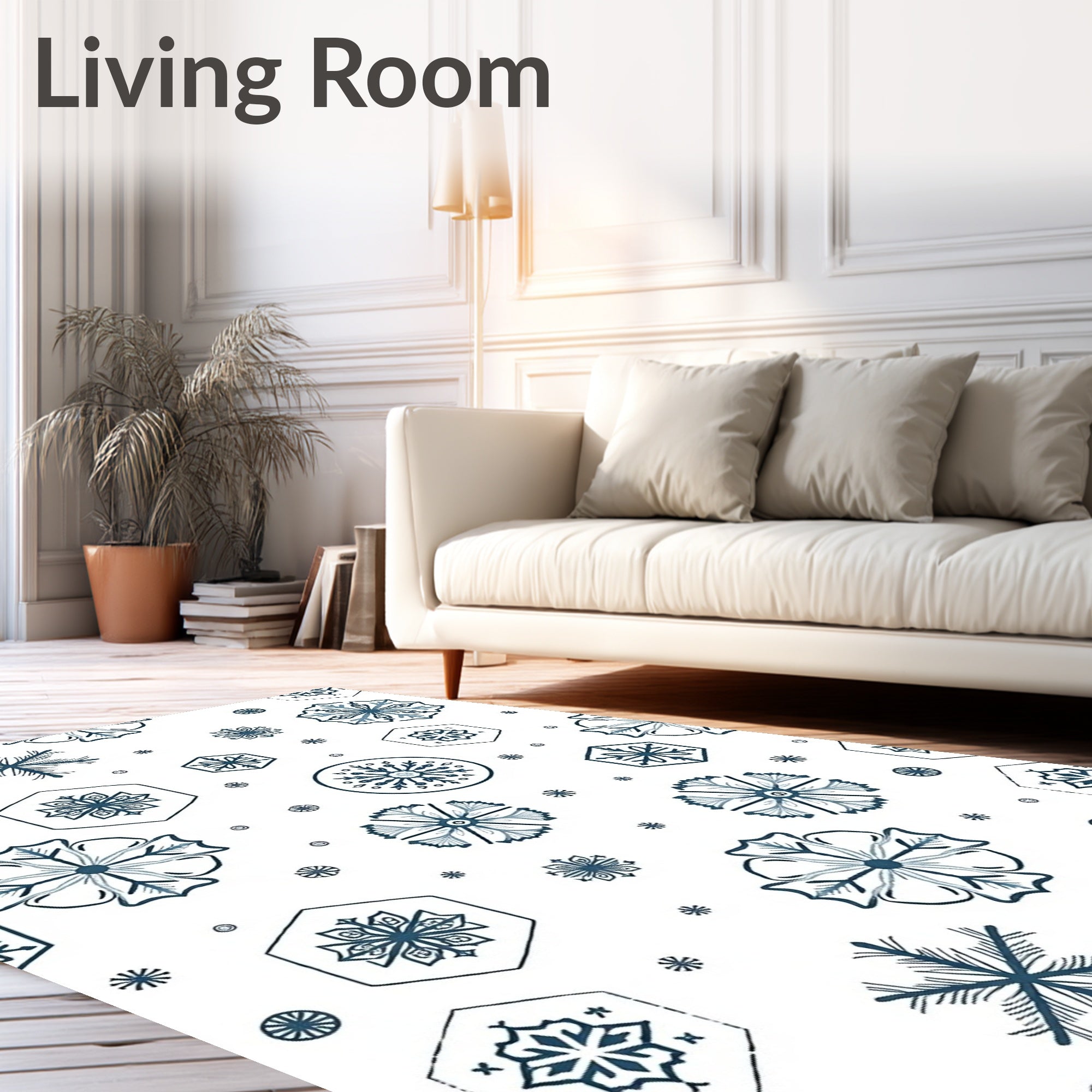 Winter Snowflakes Geometric Medallion Rug