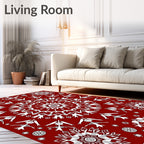Crimson mandala snowflake graphic Rug