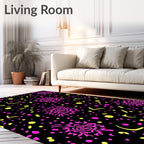Vibrant Pink Yellow Celestial Burst Rug
