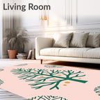 Green Christmas Tree with Gold Orbs Rug