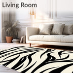 Bold Black Abstract Curve Rug