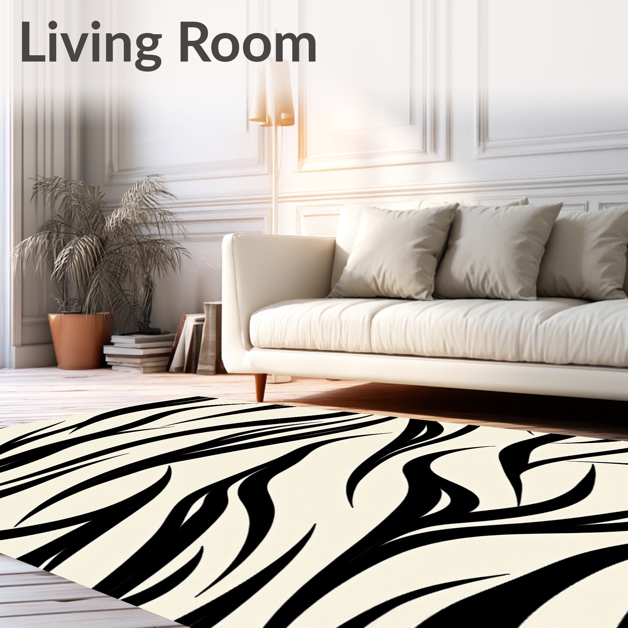 Bold Black Abstract Curve Rug