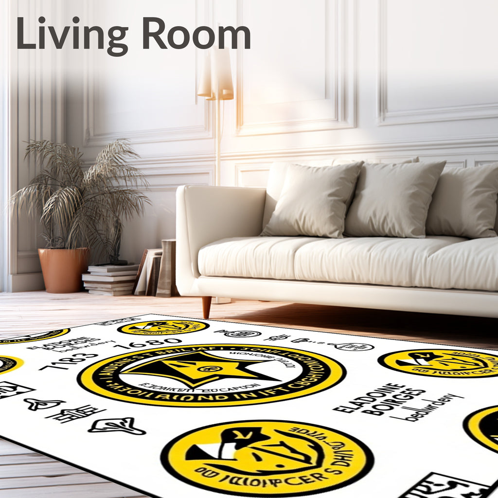 Gold Yellow Emblem Collage Rug