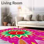 Vibrant Red Basketball Mandala Rug