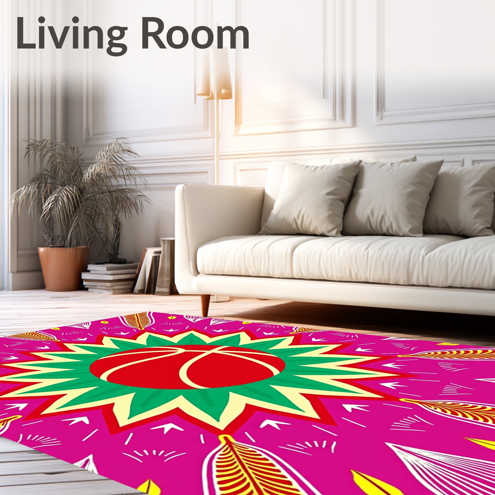 Vibrant Red Basketball Mandala Rug