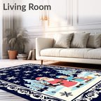 Festive Santa Snow Globe Winter Scene Rug