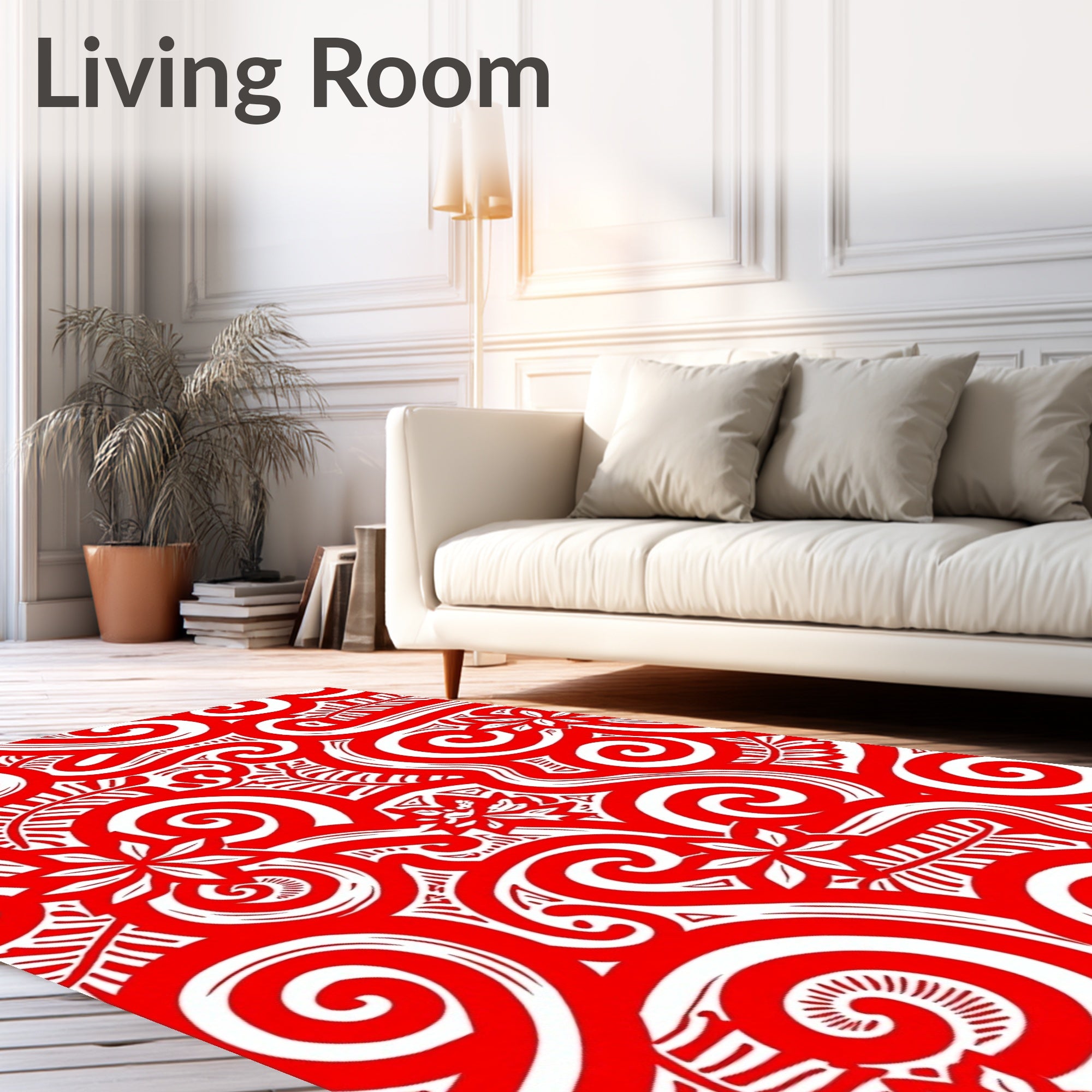 Bold Red Swirl Floral Rapport Rug