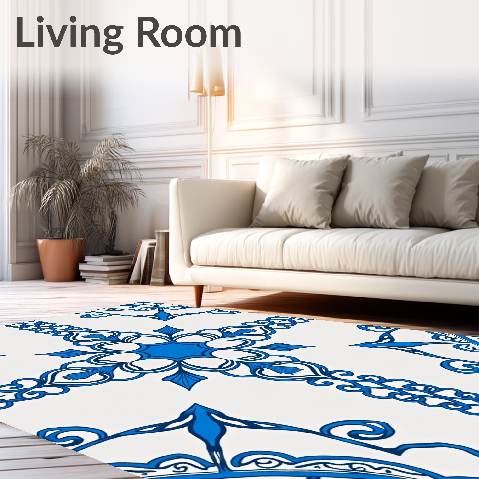 Royal Blue Intricate Filigree Mandala Rug