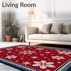 Deep Red Snowflake Scatter Rug