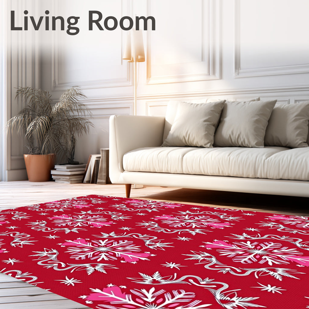 Crimson Snowflake Mid-Century Medallion Rug