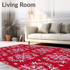 Crimson Snowflake Mid-Century Medallion Rug