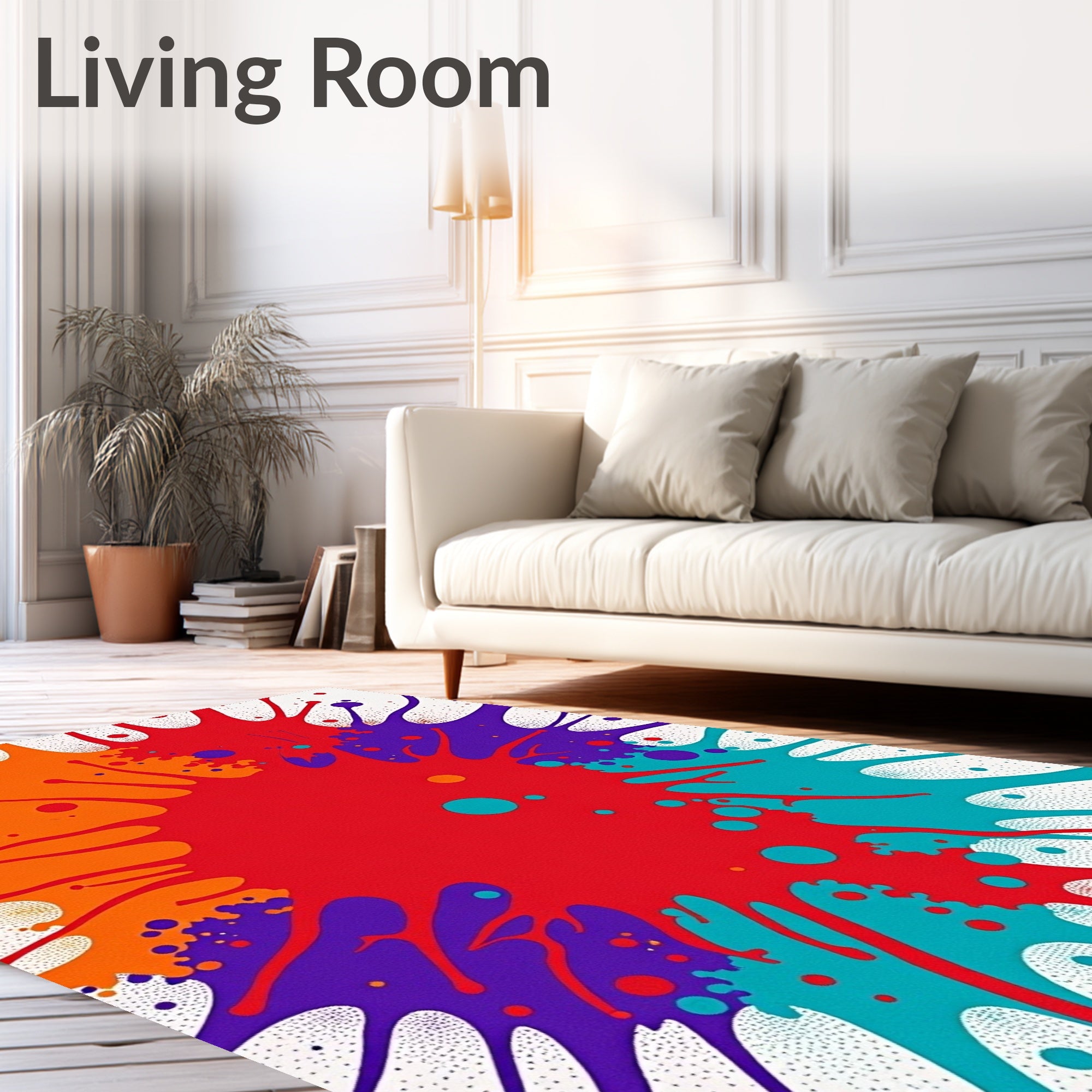 Vibrant Splatter Paint Burst Rug
