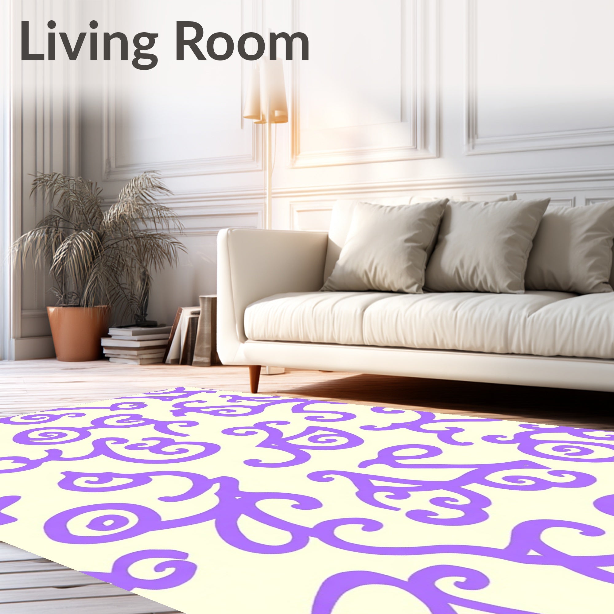 Whimsical Lavender Swirl Script Rug