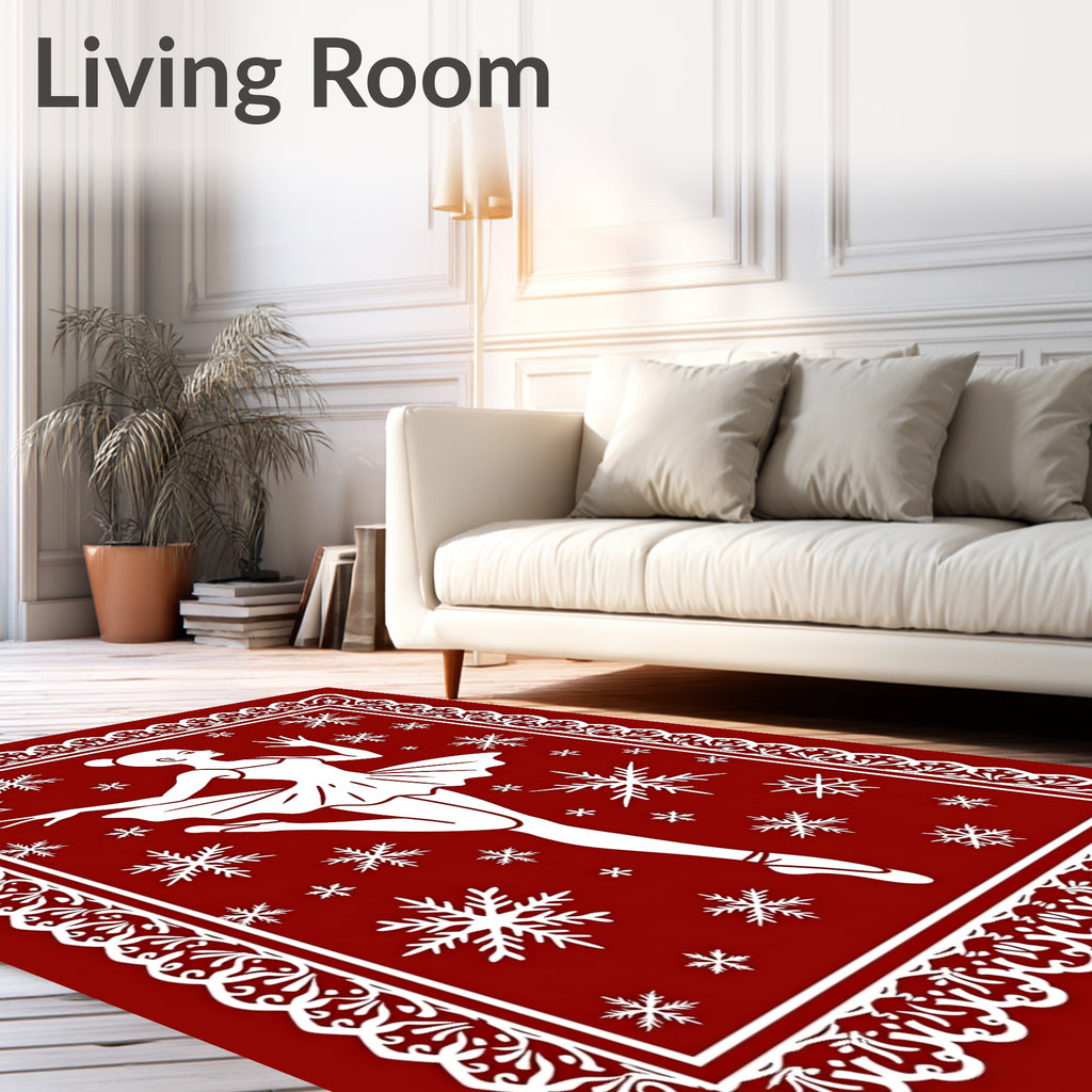 Crimson Snowflakes Ballerina Holiday Rug