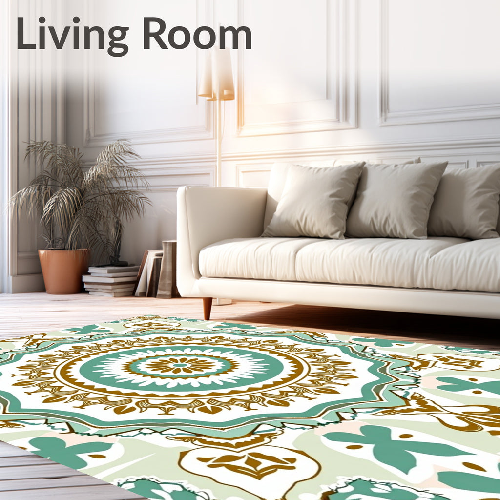 Shaded Teal and Bronze Medallion Rug
