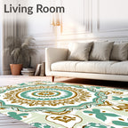 Shaded Teal and Bronze Medallion Rug