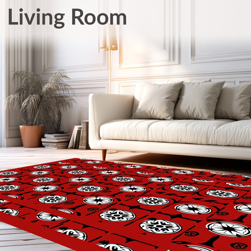 Bold Red Floral Medallion Repeat Rug