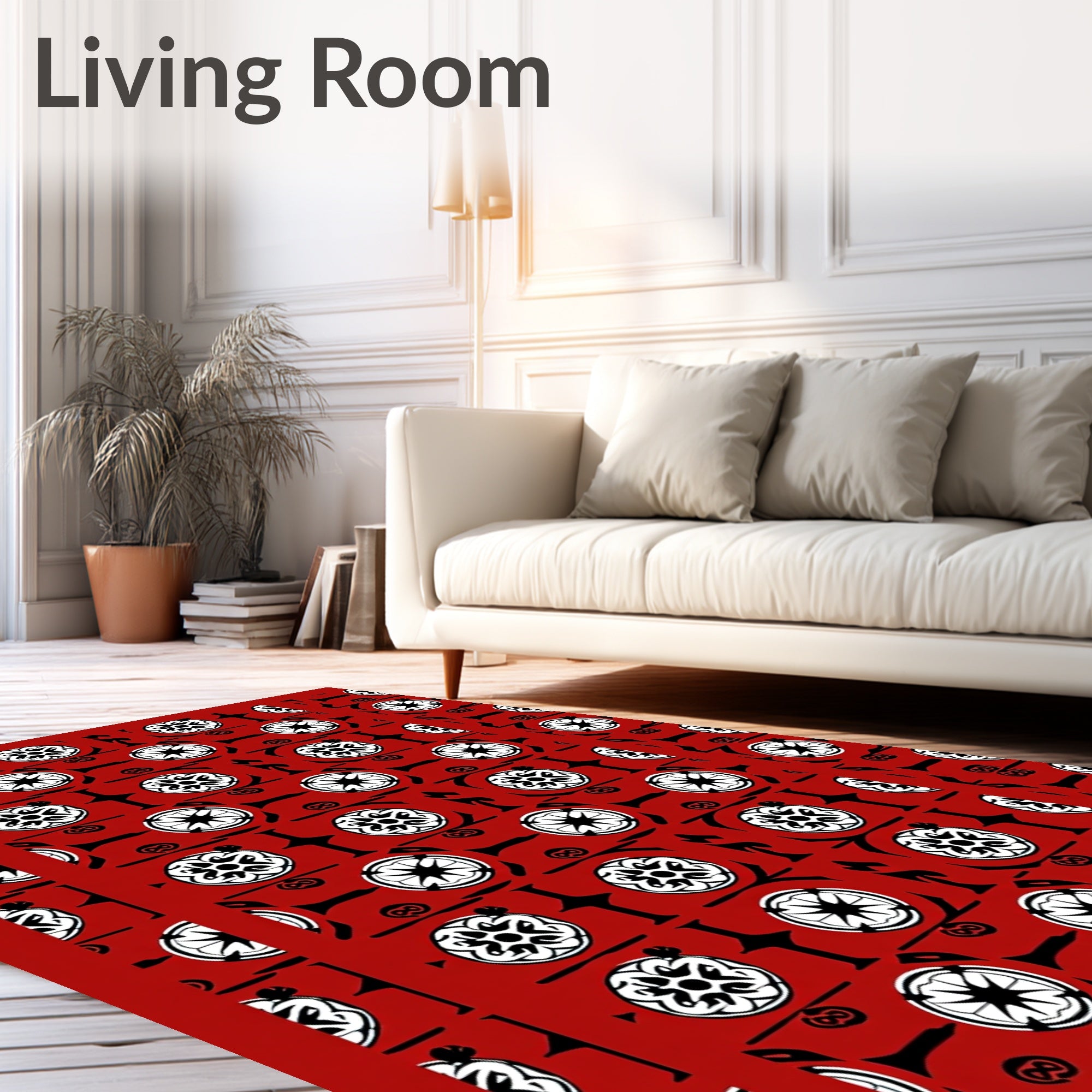 Bold Red Floral Medallion Repeat Rug
