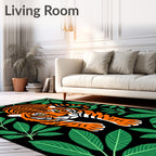 Bold Tiger Among Green Jungle Leaves Rug
