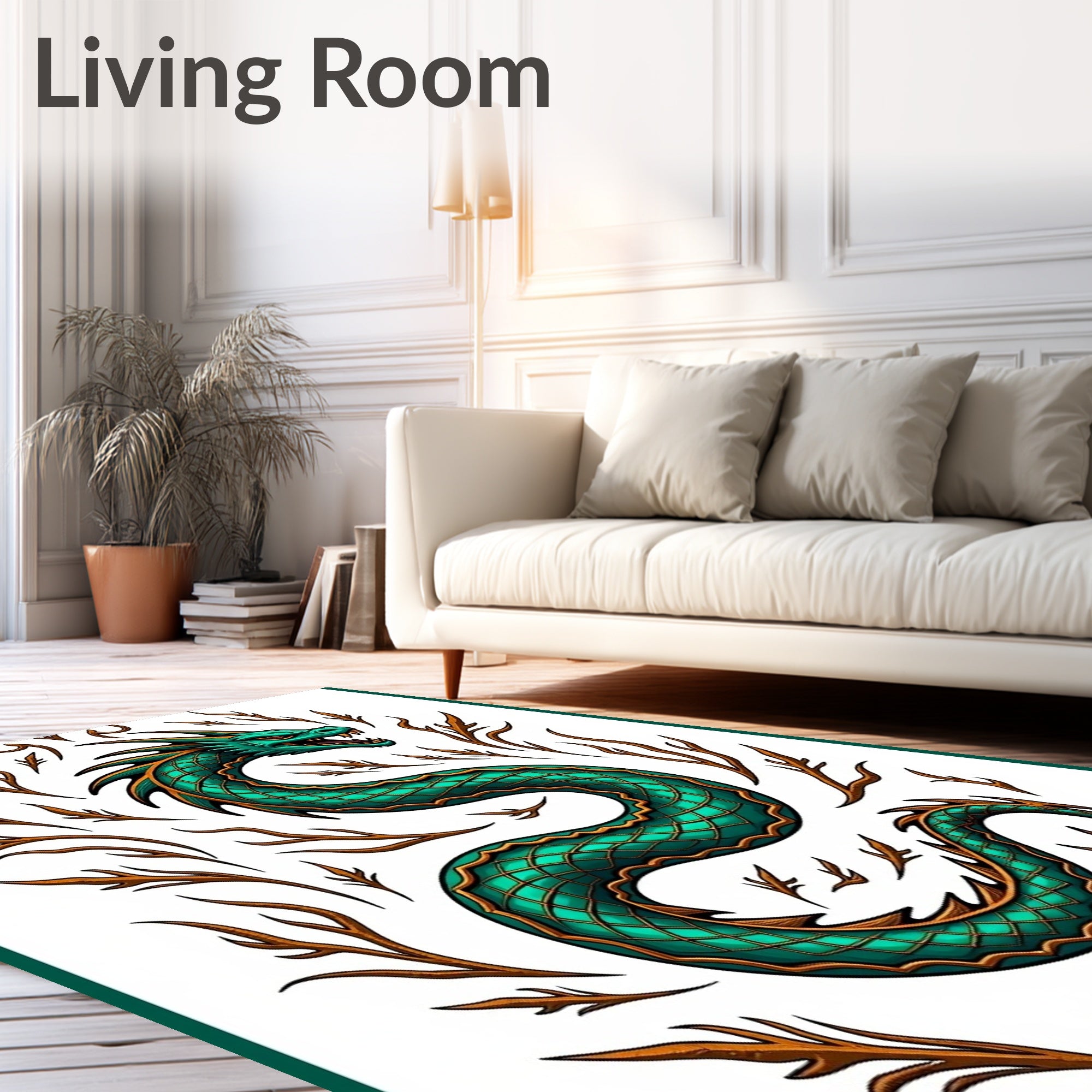 Emerald Dragon with Copper Accents Rug