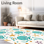 Oceanic Seashell Starfish Wave Medley Rug