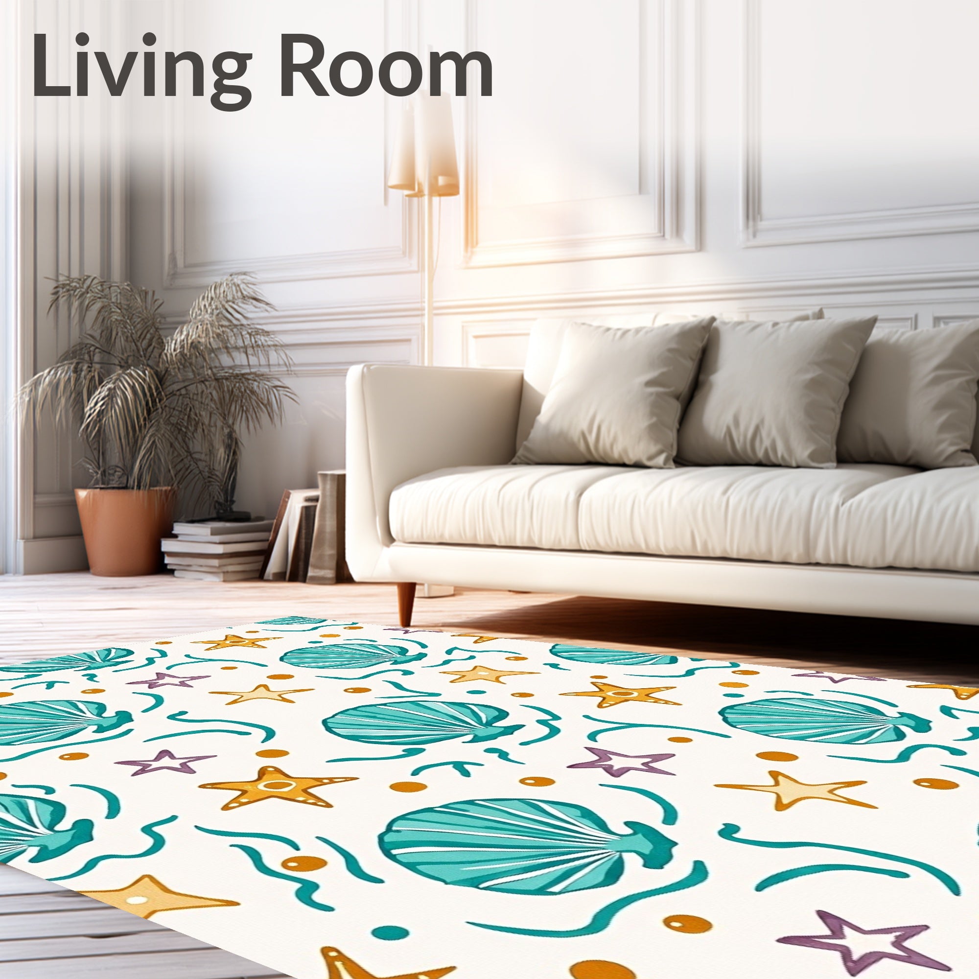 Oceanic Seashell Starfish Wave Medley Rug