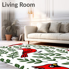 Bright Red Cardinal Foliage Repeating Rug