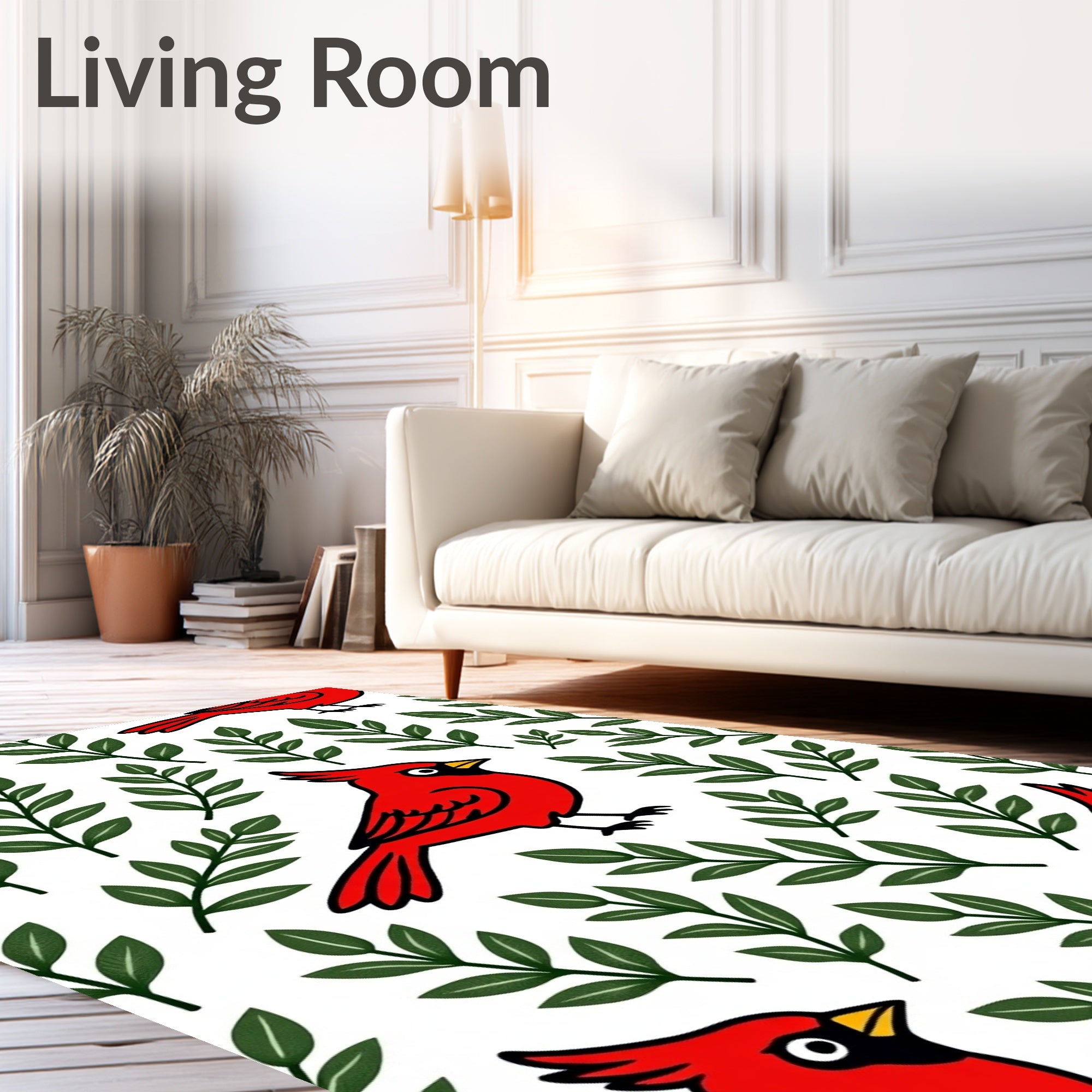Bright Red Cardinal Foliage Repeating Rug